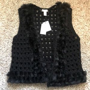 Chicos crochet faux fur vest